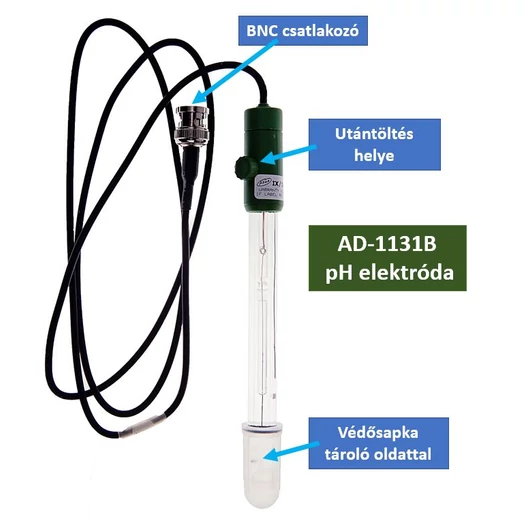 AD1131B űveg testü pH-elektróda